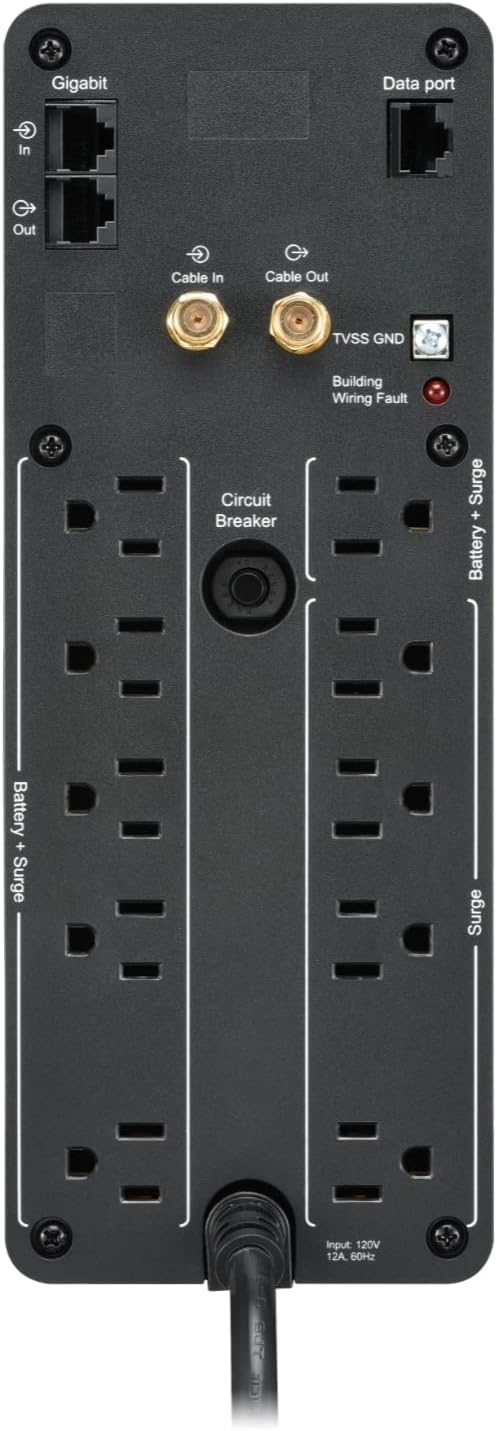 APC BR1000MS Sine Wave UPS Battery Backup & Surge Protector, 1000VA, Backups Pro, Black