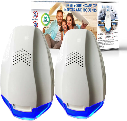 Pestchaser Ultrasonic Rodent Repeller - 2-Packs Plug-in Pest Repellent - Insect Repellent - Intelligent Pest Repeller - Indoor Use, Anti Mice, Mosquitos, Insects, Bugs, Ants, Spiders, Rodents