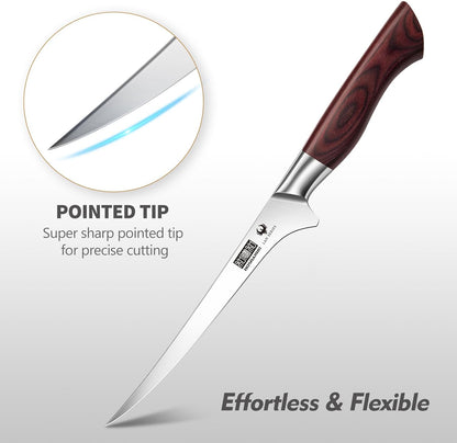 HOSHANHO Fillet Knife 7 Inch, Professional High Carbon Stainless Steel Boning Knife for Meat, Ultra Sharp Japanese Fish Fillet Knife with Ergonomic Wood Handle