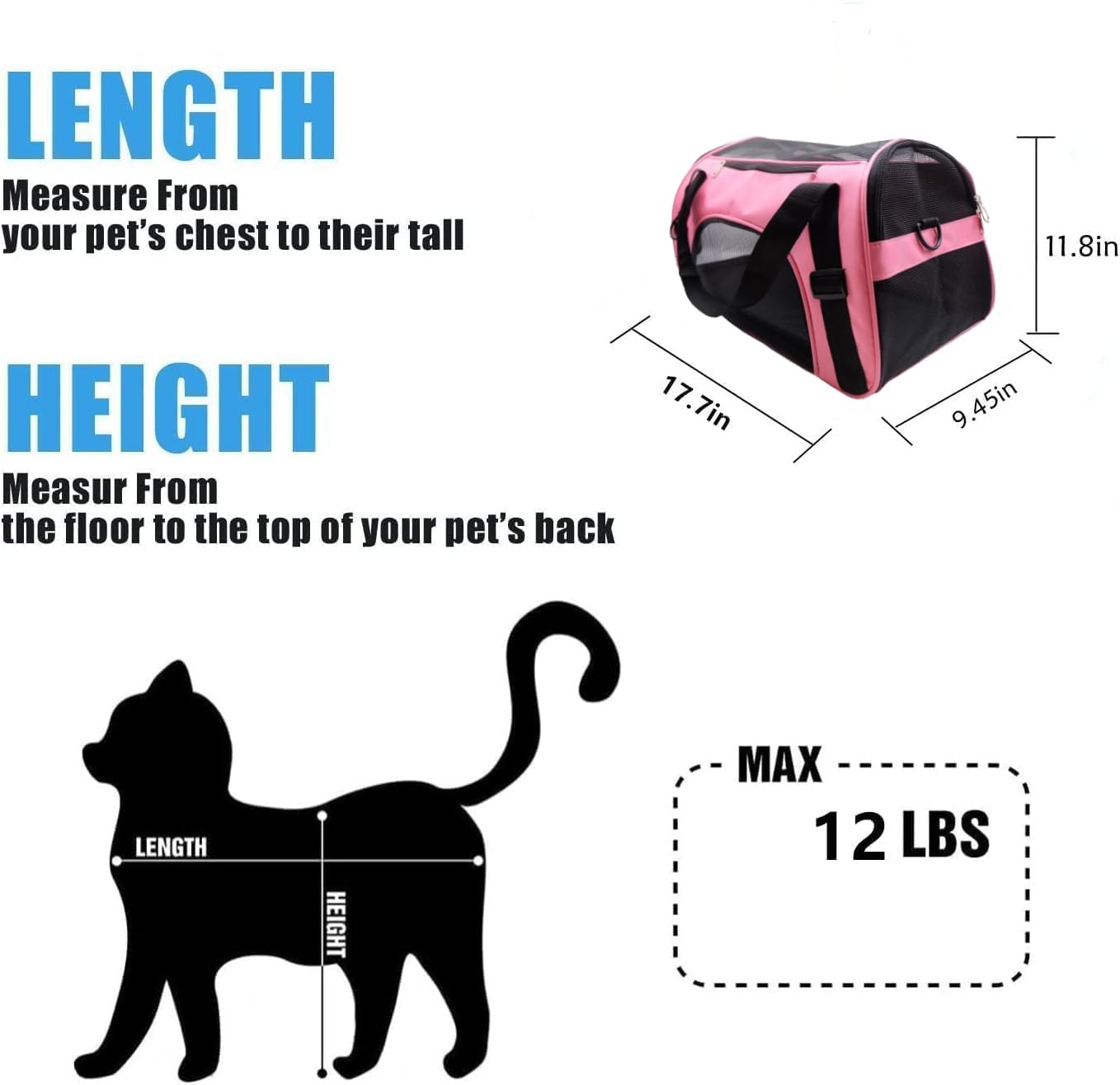 ZaneSun Cat Carrier,Soft-Sided Pet Travel Carrier for Cats,Dogs Puppy Comfort Portable Foldable Pet Bag Airline Approved (Small Rosered)