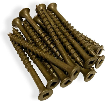 #8 x 3" Deck Screws | Square Drive | Bugle Head | Brown Ruspert | 100pcs Box