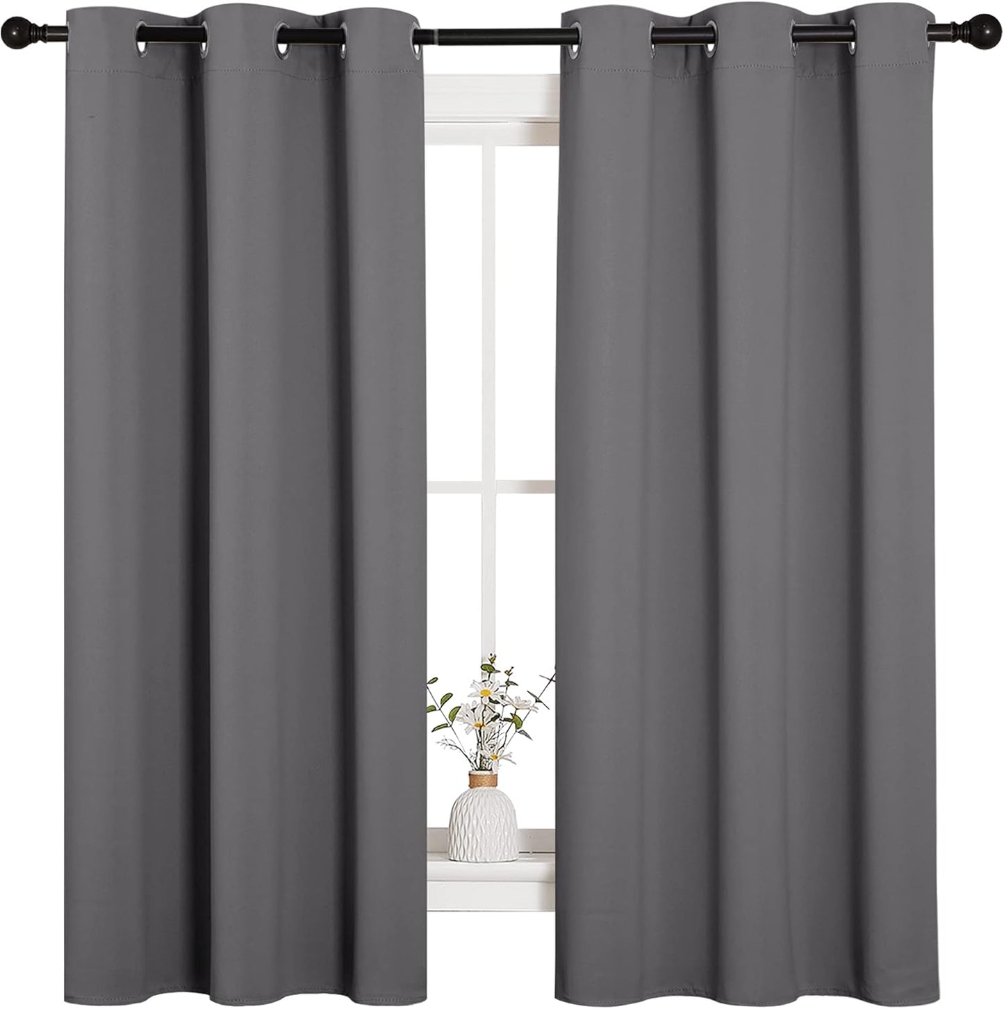 NICETOWN Blackout Curtains 2 Panels for Bedroom- Thermal Insulated Grommet Blackout Curtains 63 Inches Long for Living Room/Kitchen Rideaux occultants (2 Panels, W42 x L63 -Inch,Grey)
