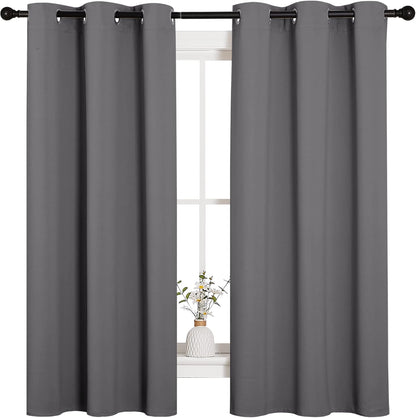 NICETOWN Blackout Curtains 2 Panels for Bedroom- Thermal Insulated Grommet Blackout Curtains 63 Inches Long for Living Room/Kitchen Rideaux occultants (2 Panels, W42 x L63 -Inch,Grey)