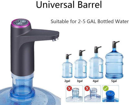 Cozy Blue Water Dispenser, Portable Water Bottle Pump for Universal 3, 4 and 5 Gallon with USB Electric Charging and Automatic Off Switch (Black)