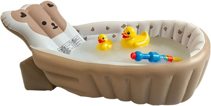Baby Bath Tub, Inflatable Toddler Wash Tub Bath Seat With Pump | Adjustable Bathing Support Seat, Foldable Sitting Shower Bathtub For Camping Beach Travel Outdoor