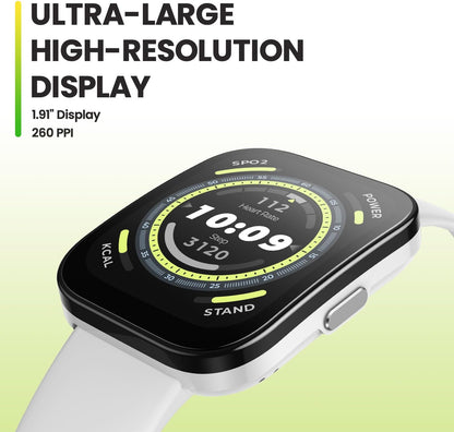 Amazfit Bip 5 Smart Watch Health & Fitness Tracker for Men Women, GPS, Alexa Built-In, Bluetooth Phone Calls, 10-Day Battery, 24H Heart Rate Sleep Monitoring, for Android & iPhone, White