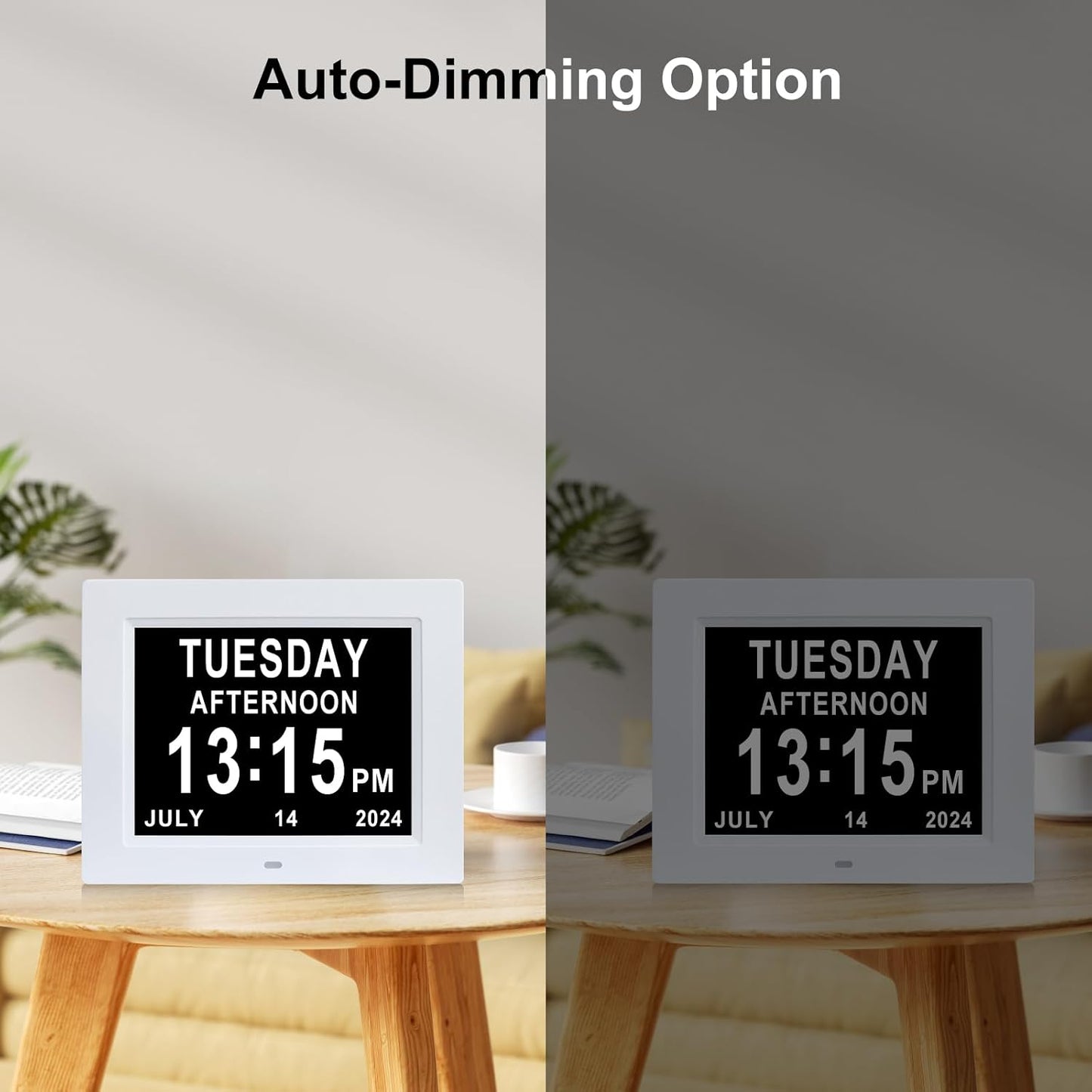 [2025 Newest] Digital Day Calendar Clocks 3 Medicine Reminders Extra Large 8 Inch Non-Abbreviated Day Date Month Dementia Senior Clock for Eldarly Memory Loss Vision Impaired Clock