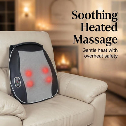 Shiatsu Massage Pad with Heat for Back and Foot Chair or Car Portable Shiatsu massage pad with soothing heat, deep kneading nodes, and car adapter for dual back and foot use