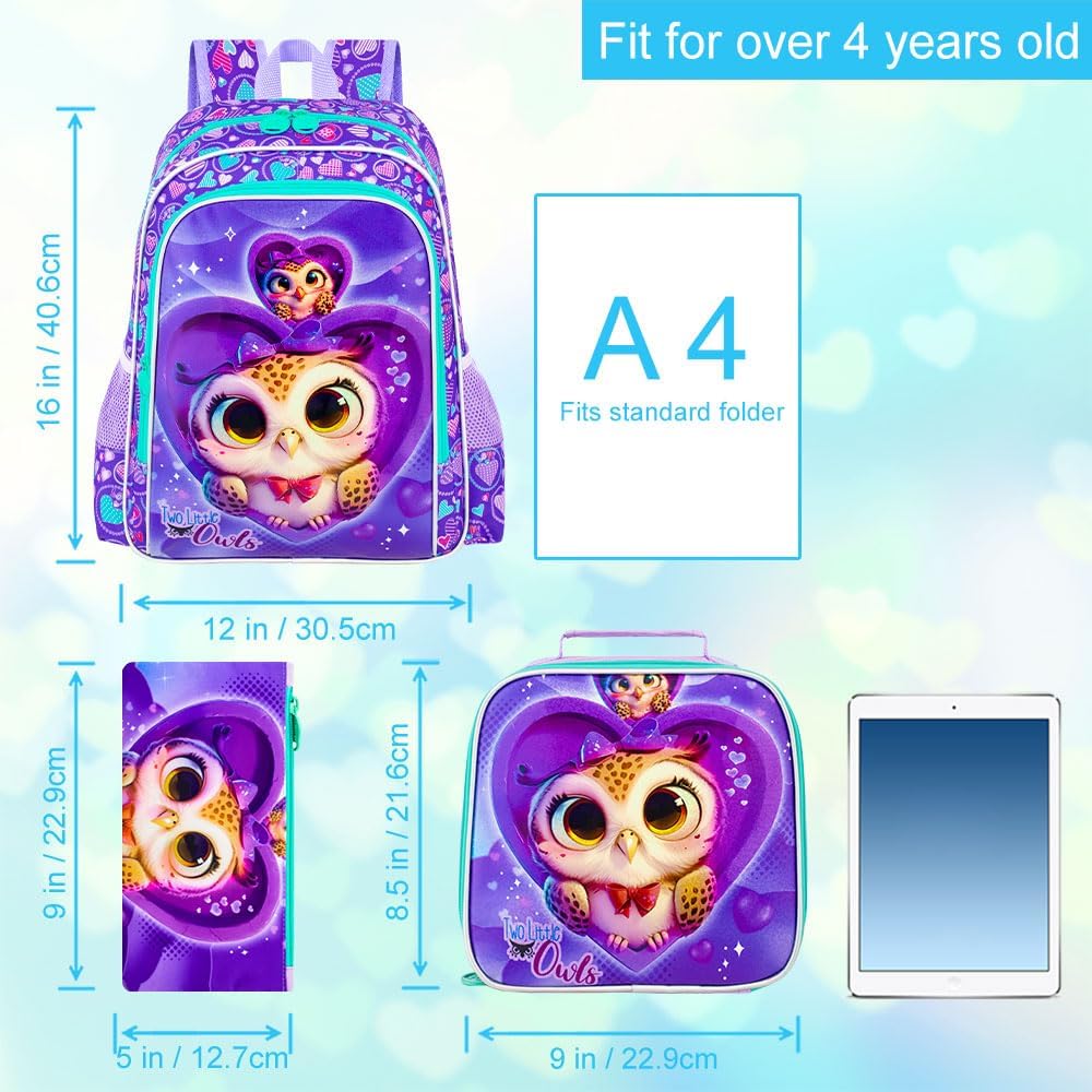 3pcs Backpack for Boys and Girls, 16” Kids Kindergarten Bookbag with Lunch Box, Cute Elementary Backpacks for Boy Girl