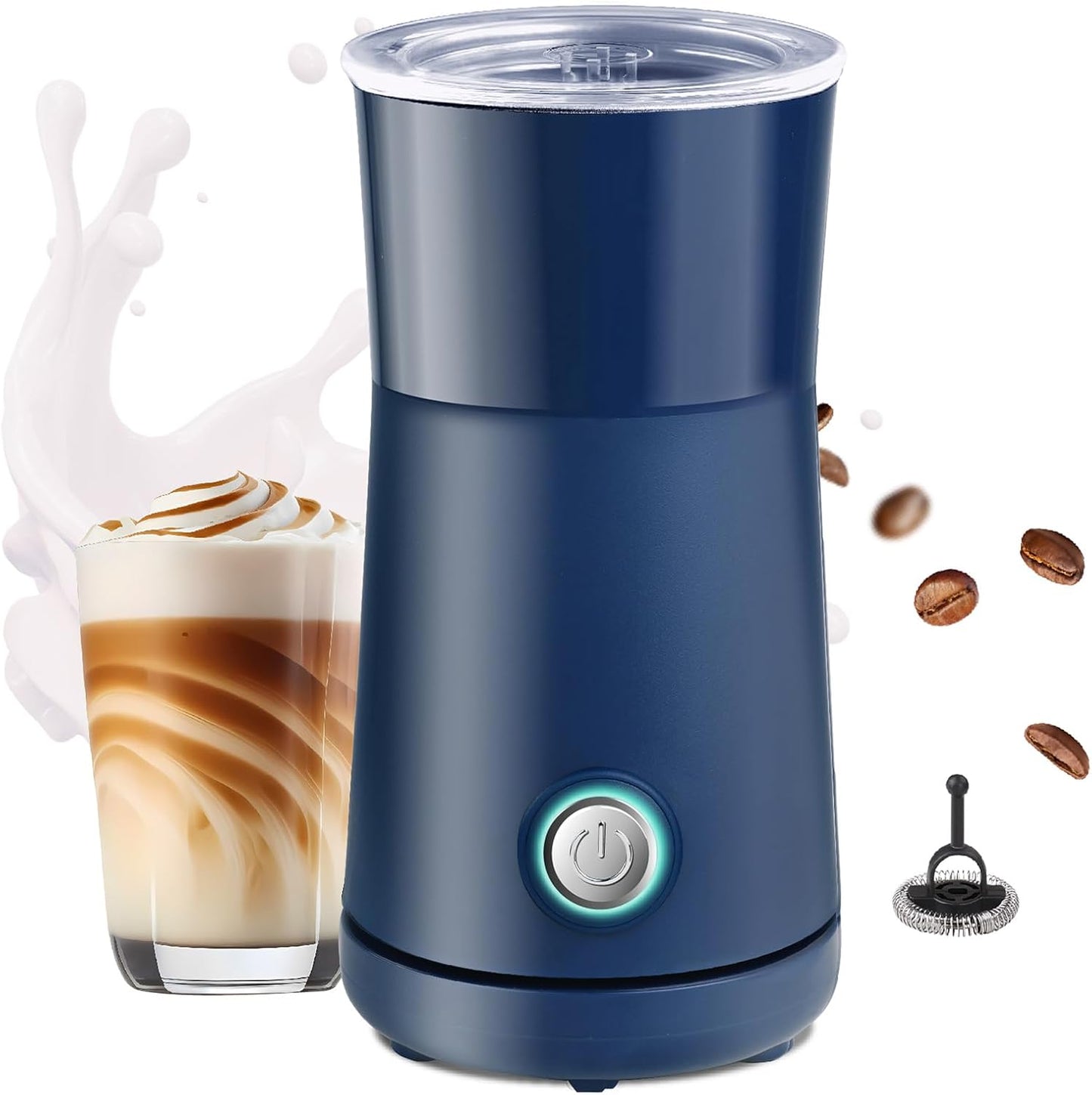 Seydere Simple Milk Frother, 2 in 1 Milk Steamer and Frother, Electric Milk Steamer, Milk Warmer and Hot Milk Foam Maker for Latter, Macchiato, Cappuccinos (White)