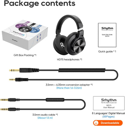 Srhythm HD75 Wired Over Ear DJ Headphone for Studio/Party/Guitar