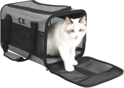 X-ZONE PET Cat Carrier Dog Carrier Pet Carrier for Small Medium Cats Dogs Puppies of 15 Lbs,Airline Approved Soft Sided Pet Travel Carrier,Dog Carriers for Small Dogs - Black Grey Purple Blue Brown