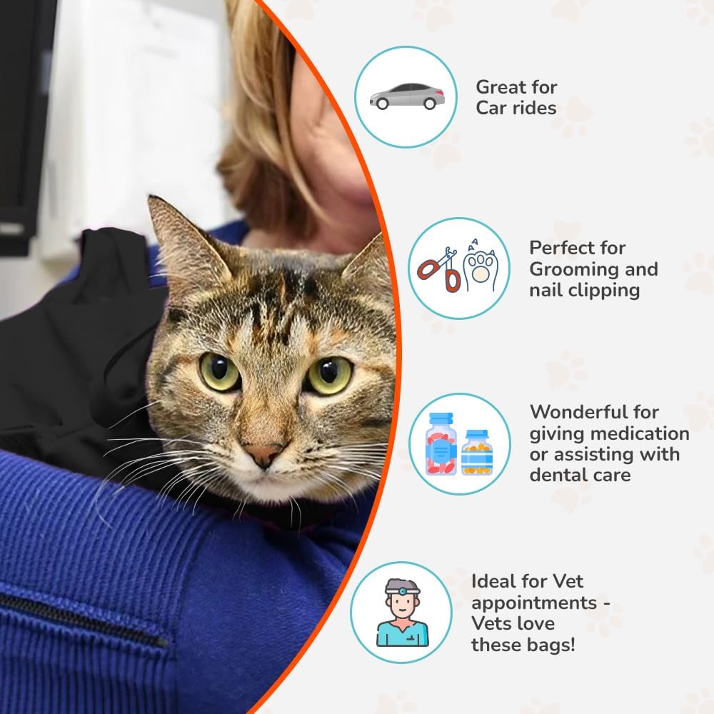 Cat-in-the-Bag Cozy Comfort Carrier - Small Caramel Pet Carrier for Cat and Cat Restraint for Medication Administration, Nail Clipping, Travel, Vet Visits, and Dental Care
