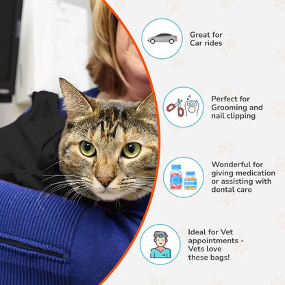 Cat-in-the-Bag Cozy Comfort Carrier - Small Caramel Pet Carrier for Cat and Cat Restraint for Medication Administration, Nail Clipping, Travel, Vet Visits, and Dental Care