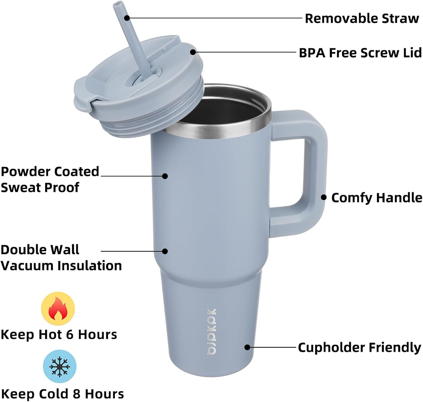 BJPKPK Tumbler with Handle and Straw 30oz Insulated Tumbler Cups with Lid Stainless Steel Travel Coffee Mug,Indigo Black