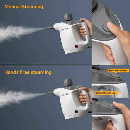 TICYACK Steam Cleaner Handheld, 500ML, Continuous Steam,16 PCS, Grey/White