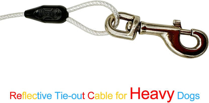 Petest 25ft Reflective Tie-Out Cable for Small Dogs Up to 35 Pounds