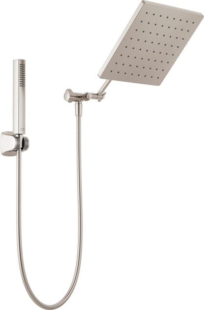 Delta Faucet 10-inch Raincan Shower Head and Hand Held Shower Combo, Black Square Shower Head, Rainfall Shower Head, Hand Shower, High Pressure Shower Head, 1.75 GPM Flow Rate, Matte Black 75527-BL