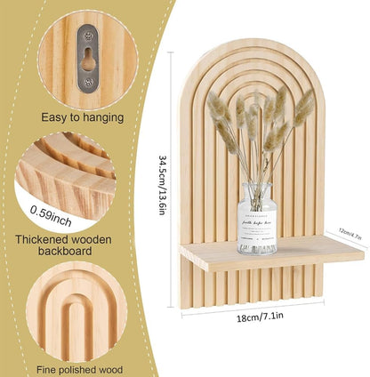 2 Pcs Boho Wooden Rainbow Wall Shelves Wall Mount Wooden Shelves Modern Shelf for Living Room Bathroom Bedroom Classroom Office Nursery Wall Decor