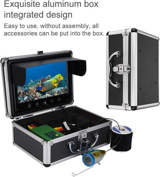 Underwater Fish & Depth Finders Camera, Portable 9 inch LCD Waterproof Monitor HD 15PCS White LEDs and 15PCS Infrared Lamps 1000TVL 30M Deep-sea Probe VR Video Cam for Ice Sea Boat Lake Fishing(US) - PuriLite