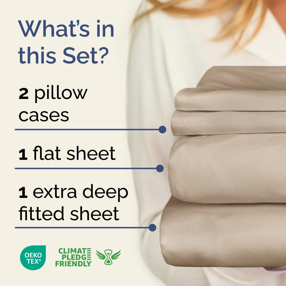 Extra Deep Queen Sheet Set - 6 Piece Breathable & Cooling Sheets - Hotel Luxury Bed Sheets Set - Easy & Secure Fit - Soft, Wrinkle Free & Comfy Sheets Set - White Sheet Set w/Extra Deep Pockets