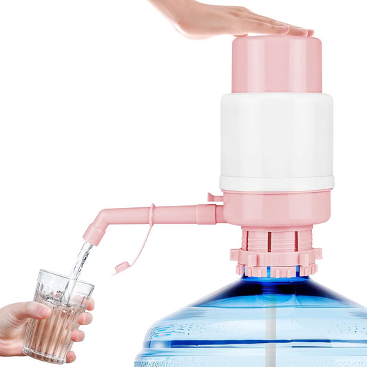Pink Manual Water Pump for 5 Gallon/18L Water Jugs - Portable Hand Pump for Bottles & Buckets - No Electricity, BPA-Free, Leak-Proof for Camping, Home, Emergency