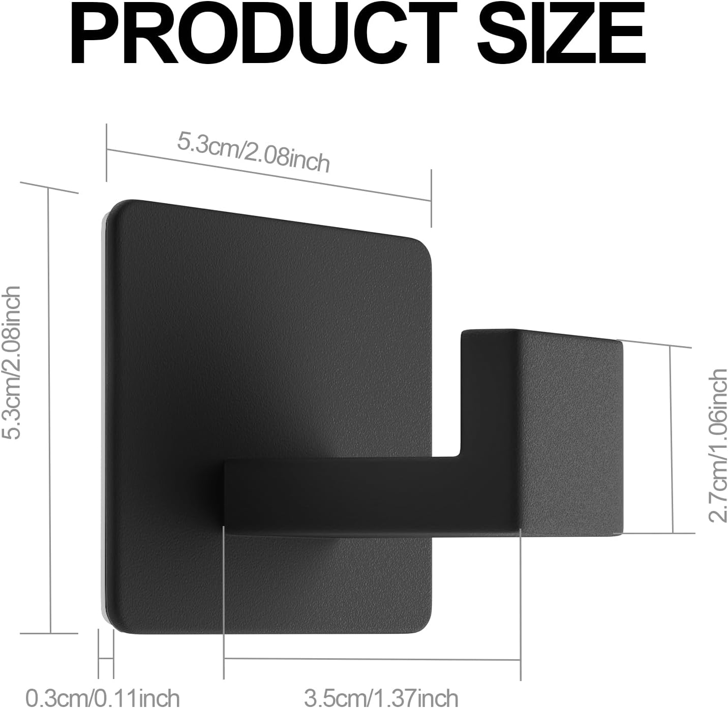 PMMASTO Black 4 Pack Self Adhesive Wall Hooks for Hanging, Stick On Wall Hanger Hook for Shower, Robe, Hat - Aluminium