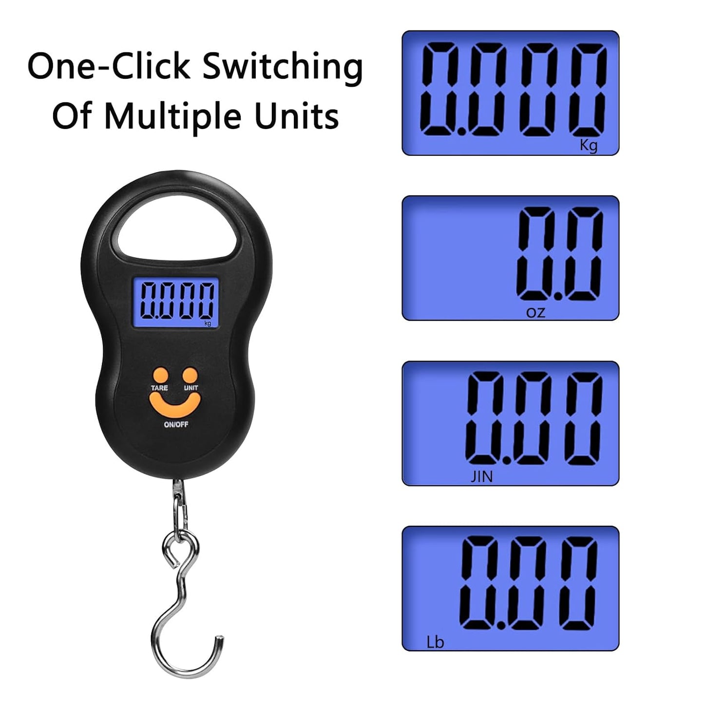 Toguma Fish Scale 50KG Hanging Scale Luggage Scale Weighing Scale with Comfortable Handle and Large Hook, Suitable for Home Farm Outdoor Hunting Fishing (Black)
