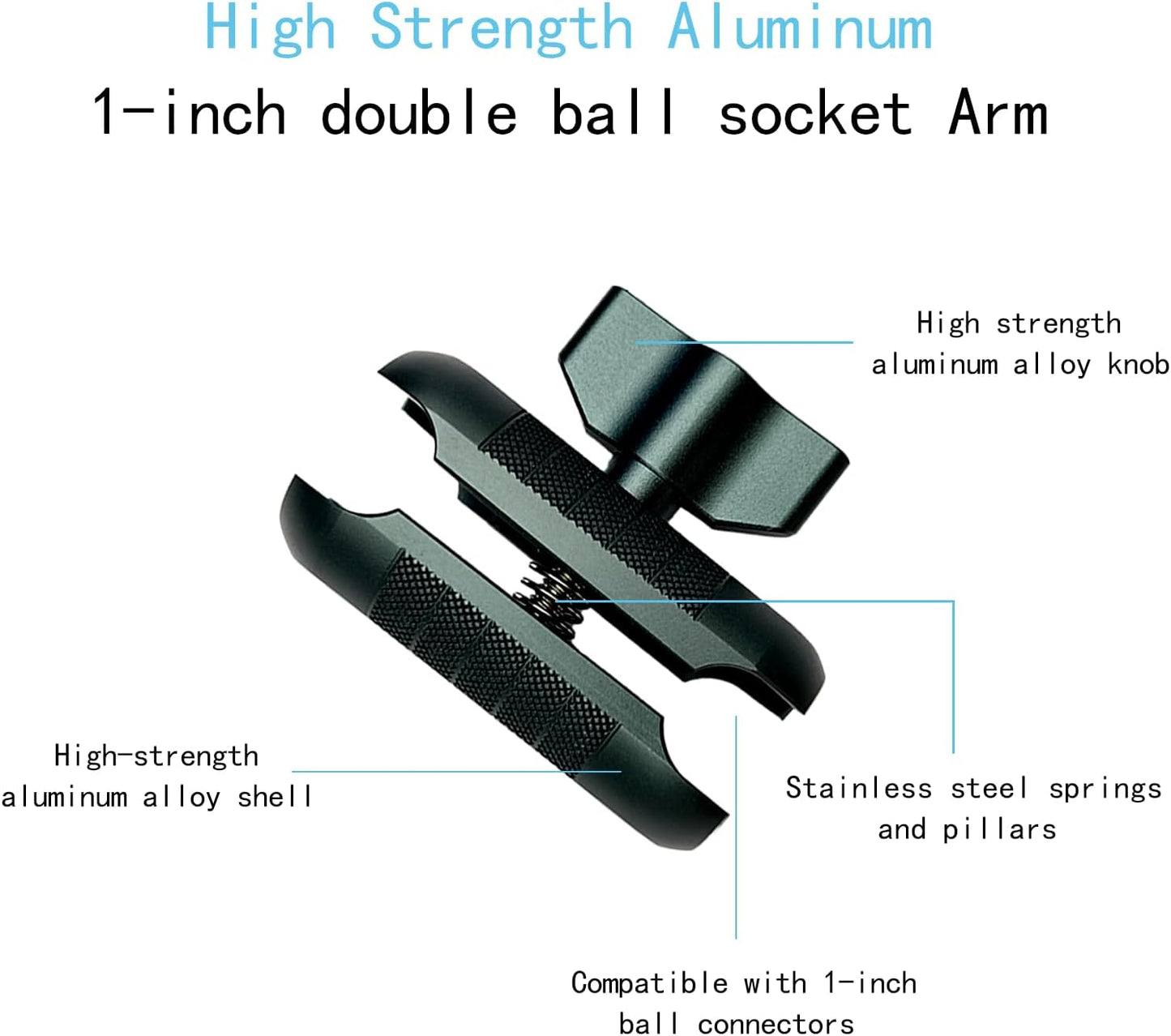 YIMINGYINUO Double Socket Arm Compatible with RAM Mounts B Size 1" Ball Components for Bike/Motorcycle/ATV Phone Mount, Emeralds (Short Arm)