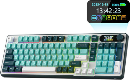 RK ROYAL KLUDGE S98 Mechanical Keyboard w/Smart Display & Knob, Top Mount 96% Wireless Mechanical Keyboard BT/2.4G/USB-C, Hot Swappable, Software Support, Massive Battery, 98 Keys