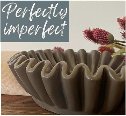 Fluted Ruffle Decorative Bowl | Resin Decorative Bowl | Home Decor Accent Bowl | Coffee Table Bowl | Small Centerpiece Bowl