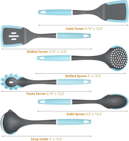 Kitchen Cooking Utensils Set | Silicone Utensils for Cooking | Non Stick Spatula Set | Rotating Utensil Stand | Heat Resistant Kitchen Gadgets - PuriLite