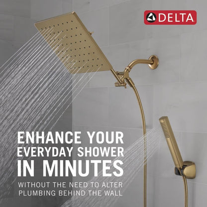 Delta Faucet 10-inch Raincan Shower Head and Hand Held Shower Combo, Black Square Shower Head, Rainfall Shower Head, Hand Shower, High Pressure Shower Head, 1.75 GPM Flow Rate, Matte Black 75527-BL