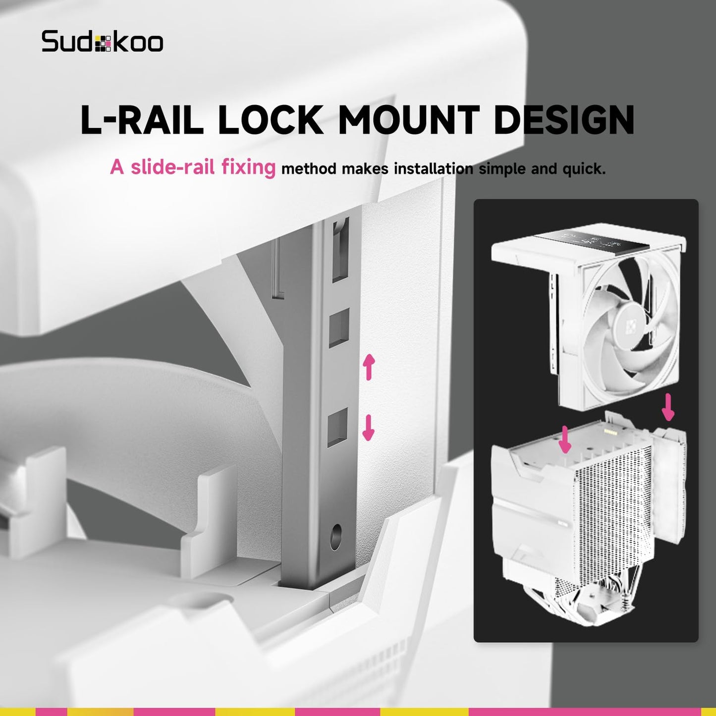 Sudokoo SK700 White AM5 CPU Cooler : 7 Heatpipes CPU Air Cooler for AM5 Exclusive - Single Tower PC Cooling with 120mm FDB PWM Quiet Fan & L-Rail Lock Mount