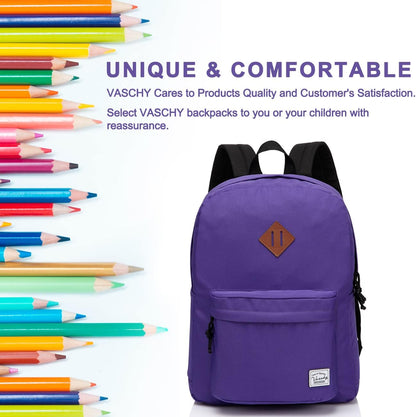 School Backpack for Kids, VASCHY Lightweight Water Resistant Casual Schoolbag Daypack for Men Women Teen Boys Girl Bookbag