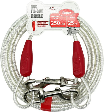Petest 25ft Reflective Tie-Out Cable for Small Dogs Up to 35 Pounds
