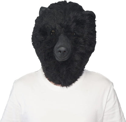 Black Bear Head Mask Full Face Plush Bear Costume Deluxe Halloween Party Animal Head Masks