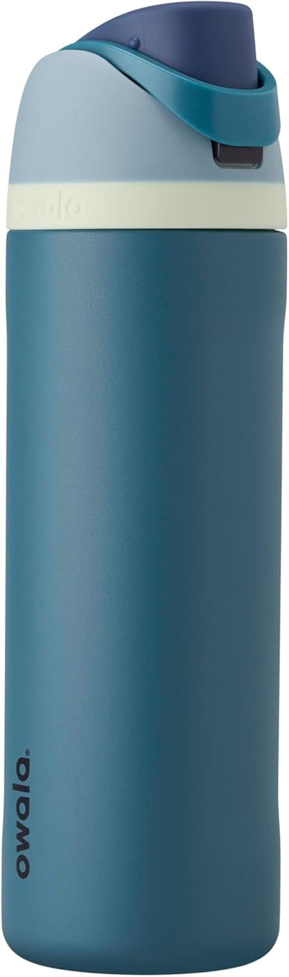 Owala FreeSip Insulated Stainless Steel Water Bottle with Straw for Sports and Travel, BPA-Free, 24-oz, Very, Very Dark