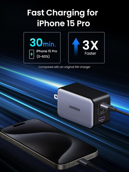 UGREEN 100W USB C Charger Block, Nexode X GaN 3-Ports Mini Charger Brick with GaN Infinity™ Chip Support PPS Super Fast Charge for MacBook Pro/Air, iPad, ThinkPad, iPhone 16/15, Galaxy S24/S23, Pixel