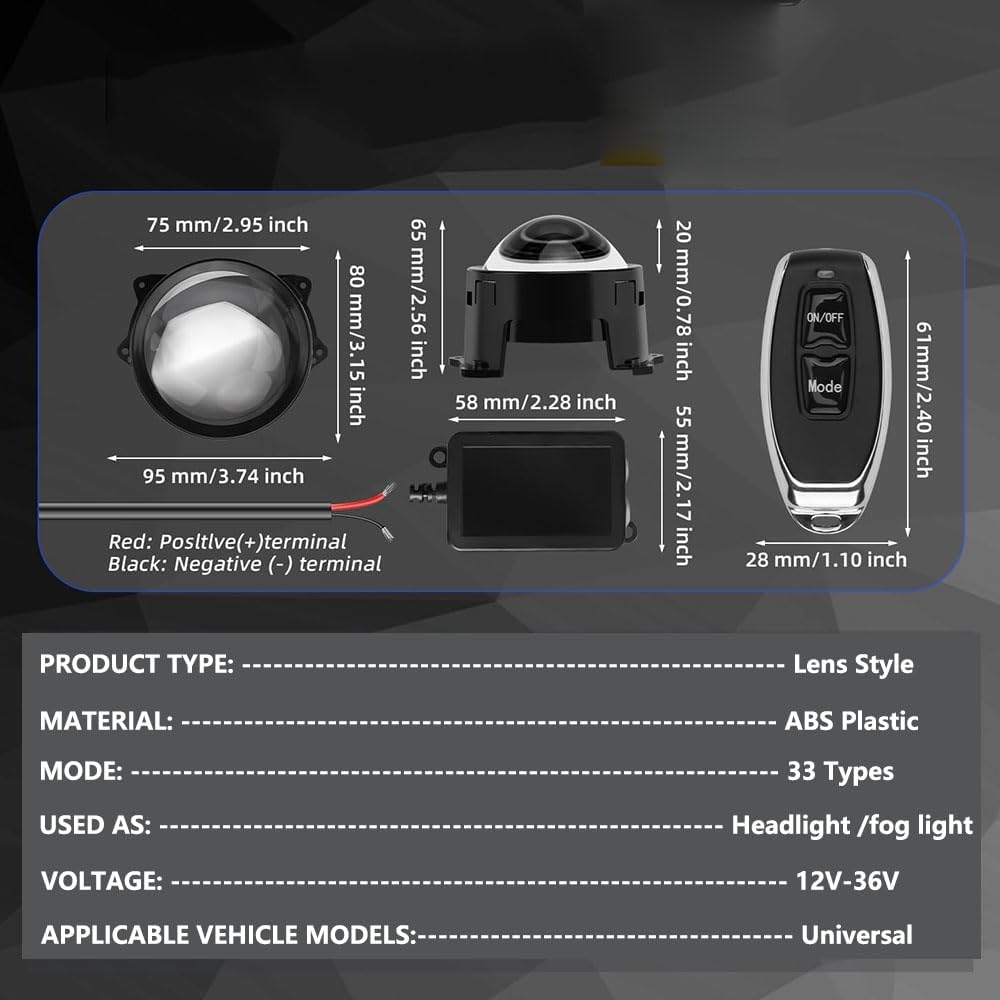 Universal 3D Dynamic Eyes LED Car Headlight Fog Lights 33-Mode | Big Eye Ball Fog Lights for Cars and Motorcycles 33-Mode Universal Car Accessories