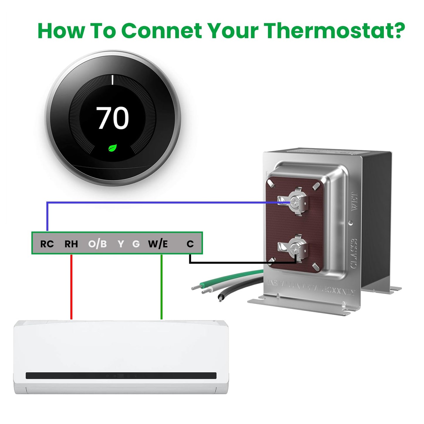 24V 40VA Thermostat and Doorbell Transformer Power Supply Compatible with Nest,Ecobee, Nest Hello,Sensi and Honeywell Thermostat and All Versions of Ring Doorbell
