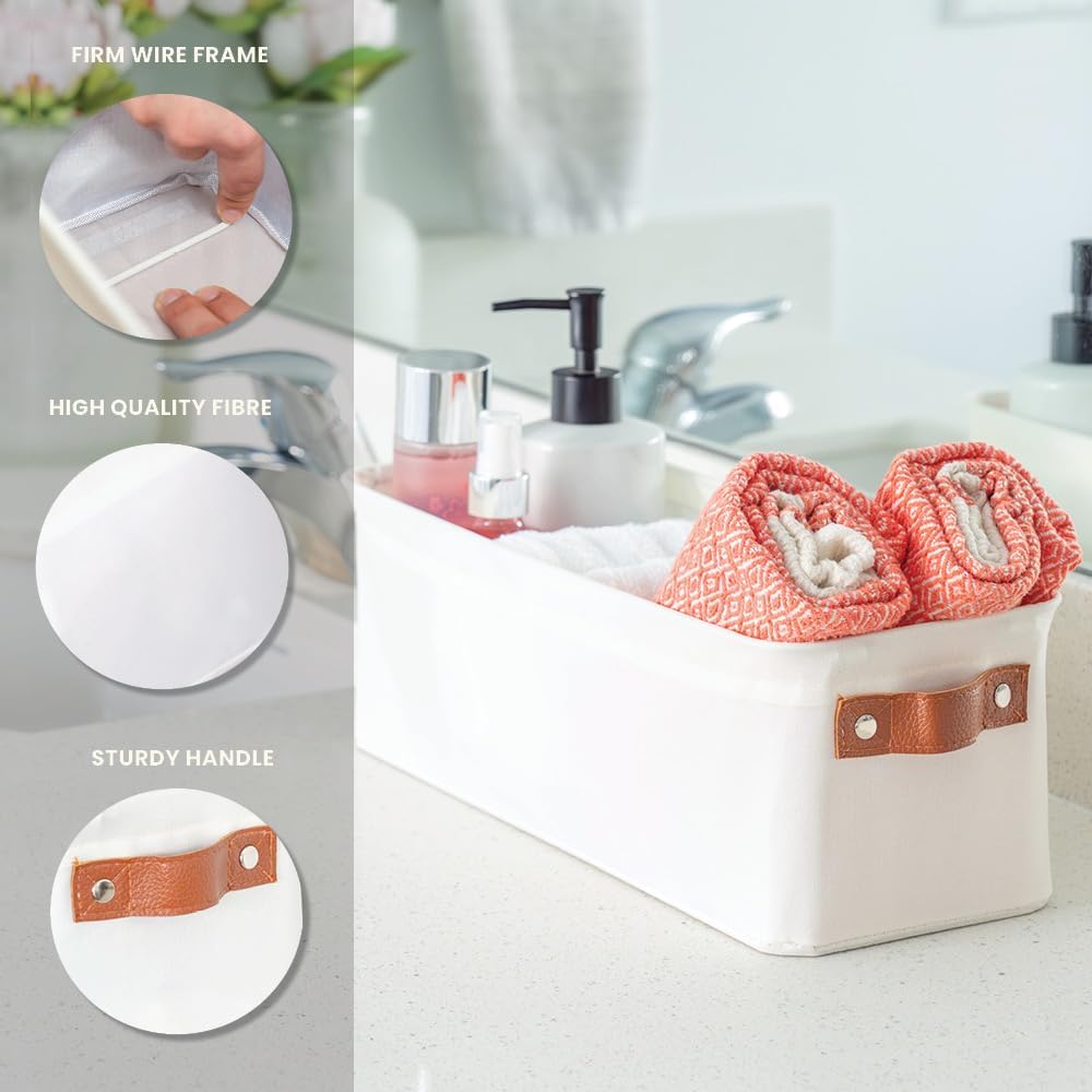 OrganiHaus Large Fabric Storage Baskets for Shelves 3 Pack, 15x11in Closet Storage Bins for Shelves, Cloth Baskets, Fabric Storage Cubes, Linen Closet Organizers, Fabric Basket, White Basket