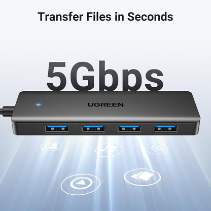 UGREEN USB Hub 3.0, 4 Ports USB A Splitter Ultra Slim Expander for Mouse, Keyboard, Flash Drive, U Disk, Printer Compatible with Laptop, Desktop PC, Xbox, PS5, Mouse, Keyboard and More, 0.5ft