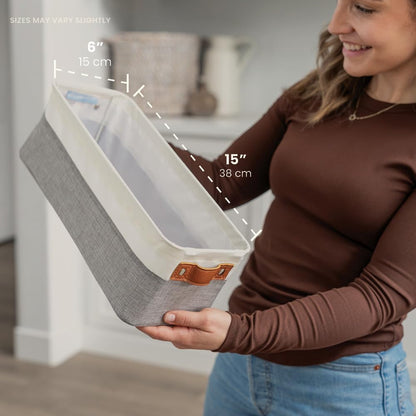 OrganiHaus Large Fabric Storage Baskets for Shelves 3 Pack, 15x11in Closet Storage Bins for Shelves, Cloth Baskets, Fabric Storage Cubes, Linen Closet Organizers, Fabric Basket, White Basket