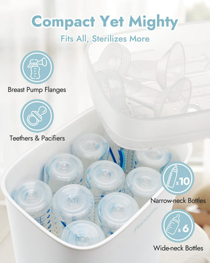 Papablic Baby Bottle Sterilizer and Dryer, 10 Bottles Large Capacity