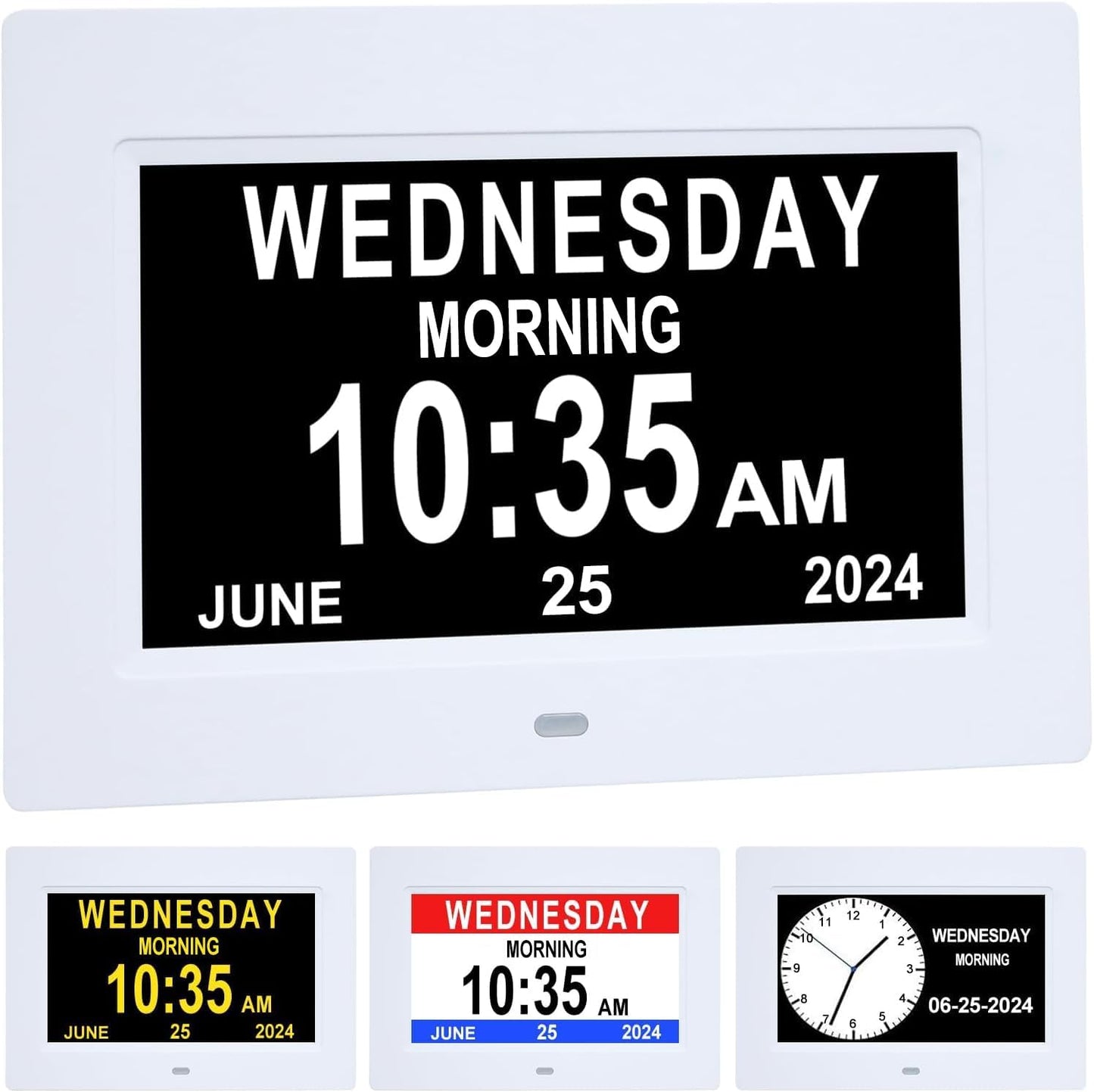 [2025 Newest] Digital Day Calendar Clocks 3 Medicine Reminders Extra Large 8 Inch Non-Abbreviated Day Date Month Dementia Senior Clock for Eldarly Memory Loss Vision Impaired Clock