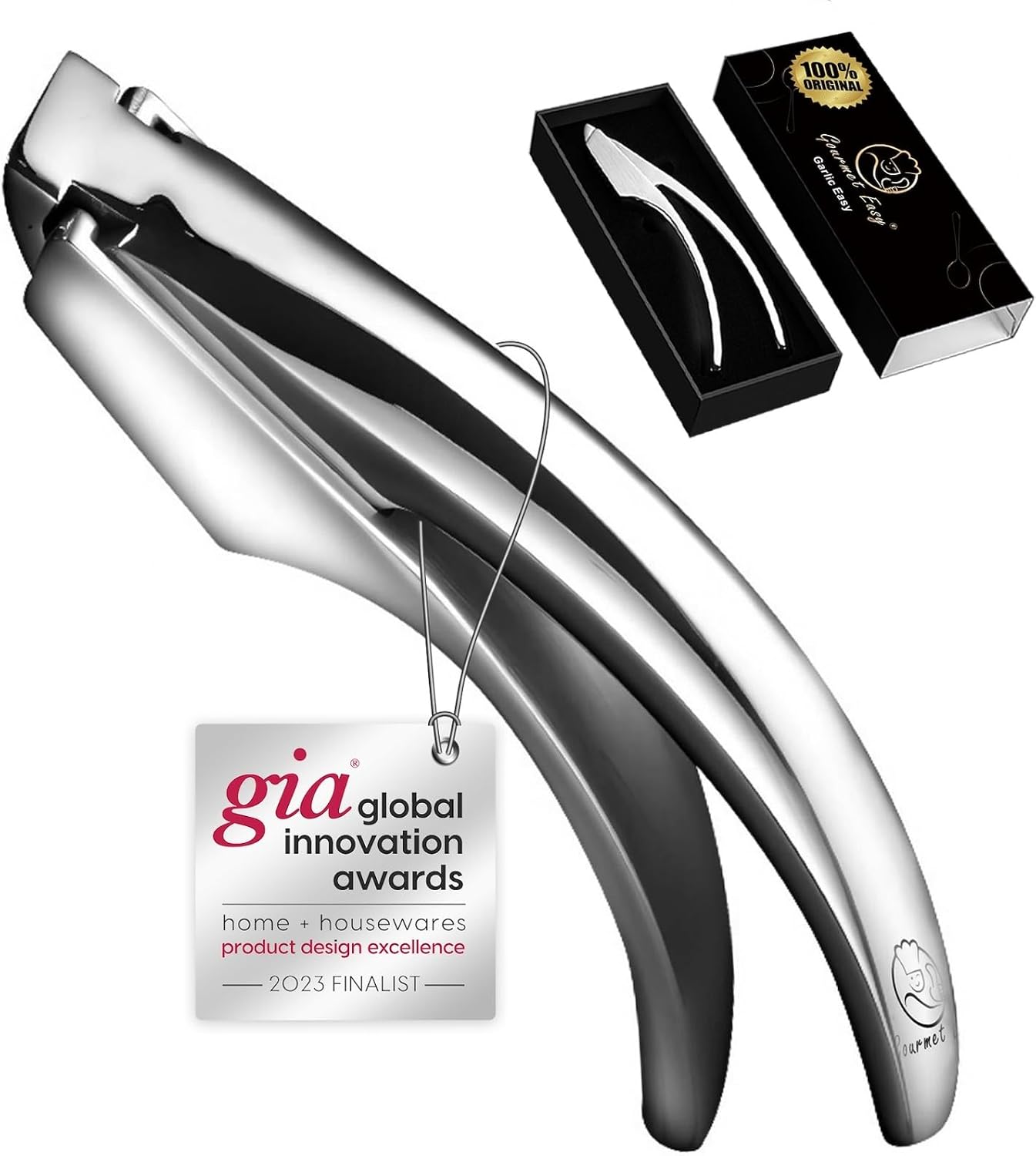 No Peeling Required Garlic Press Stainless Steel with Detachable Handle for Fine Mincing-Premium Garlic Mincer Tool, Rust-Proof, Easy to Clean, Dishwasher Safe Garlic Crusher with Lifetime Replacement