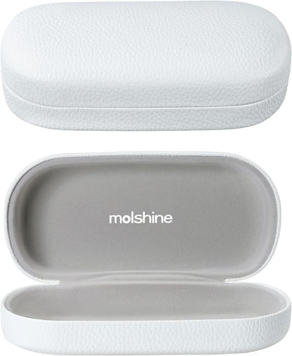 molshine Hard Shell Leather Sunglasses Case,Classic Large Glasses Case for Women Men,Sunglass Eyeglasses