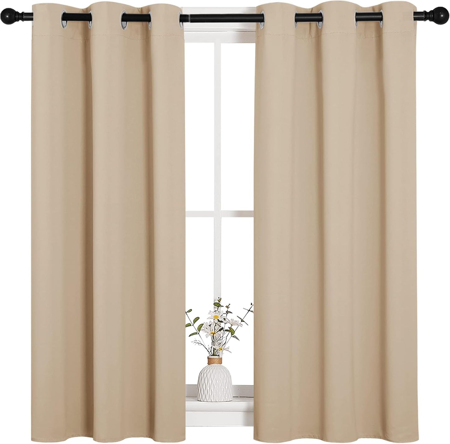 NICETOWN Blackout Curtains 2 Panels for Bedroom- Thermal Insulated Grommet Blackout Curtains 63 Inches Long for Living Room/Kitchen Rideaux occultants (2 Panels, W42 x L63 -Inch,Grey)