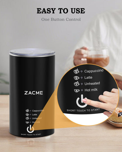 ZACME Milk Frother, 4 in 1 Electric Milk Steamer, Automatic Hot and Cold Foam Maker and Milk Warmer for Coffee, Latte, Cappuccino,Hot Chocolate, Macchiato - PuriLite